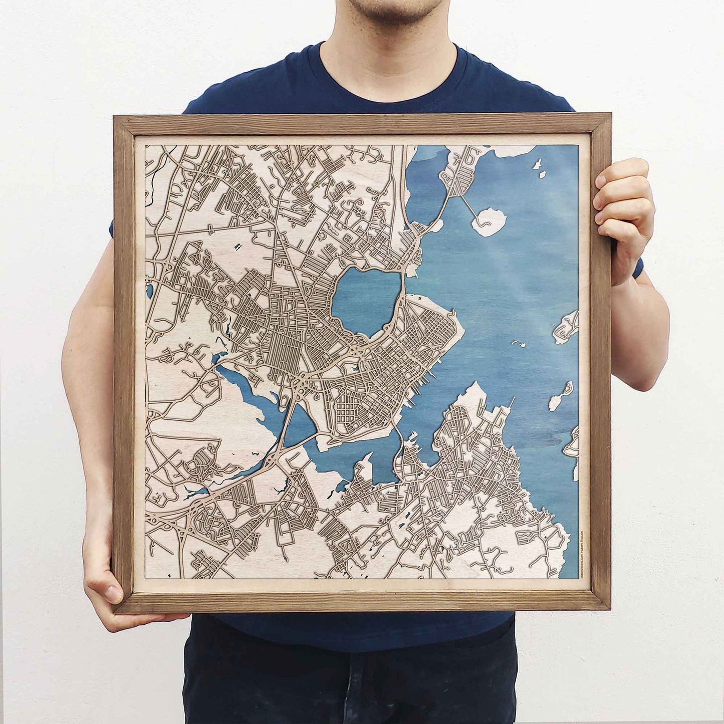 Portland Maine Wooden Map by CityWood - Custom Wood Map Art - Unique Laser Cut Engraved - Anniversary Gift