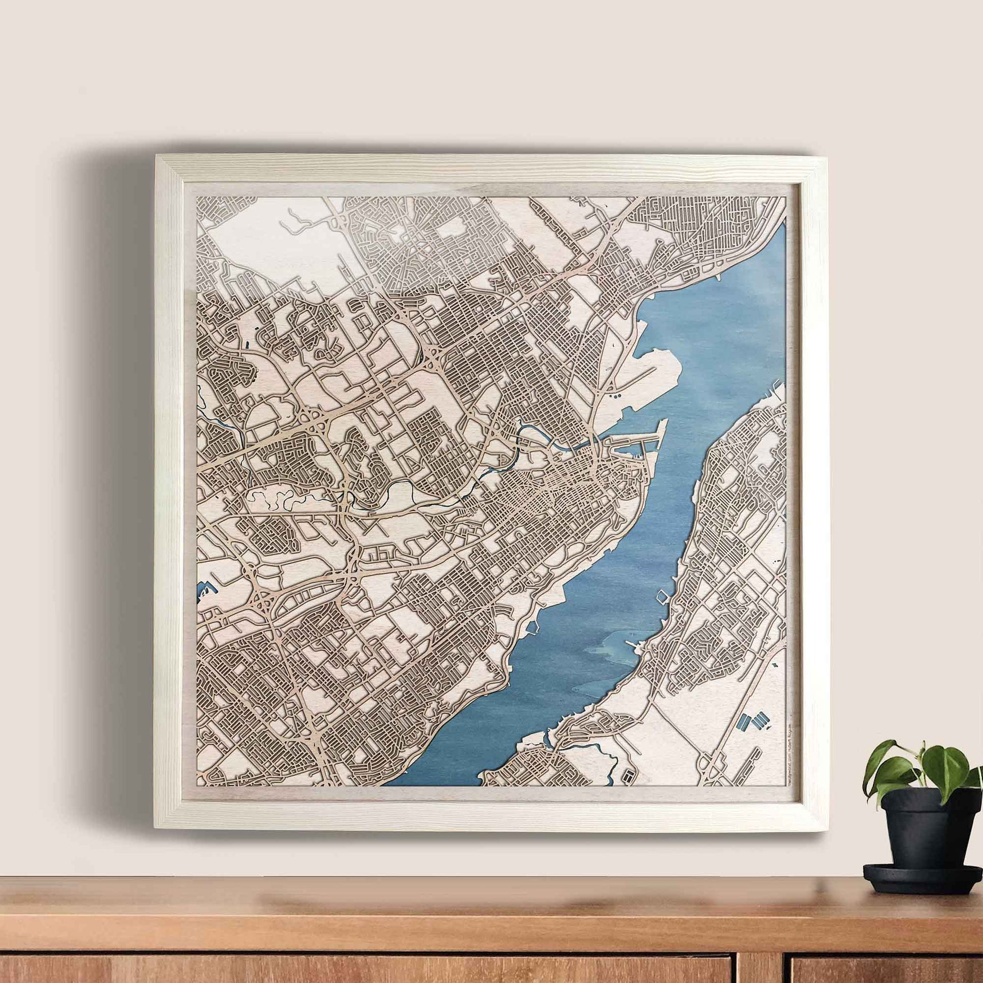 Quebec City Wooden Map by CityWood - Custom Wood Map Art - Unique Laser Cut Engraved - Anniversary Gift