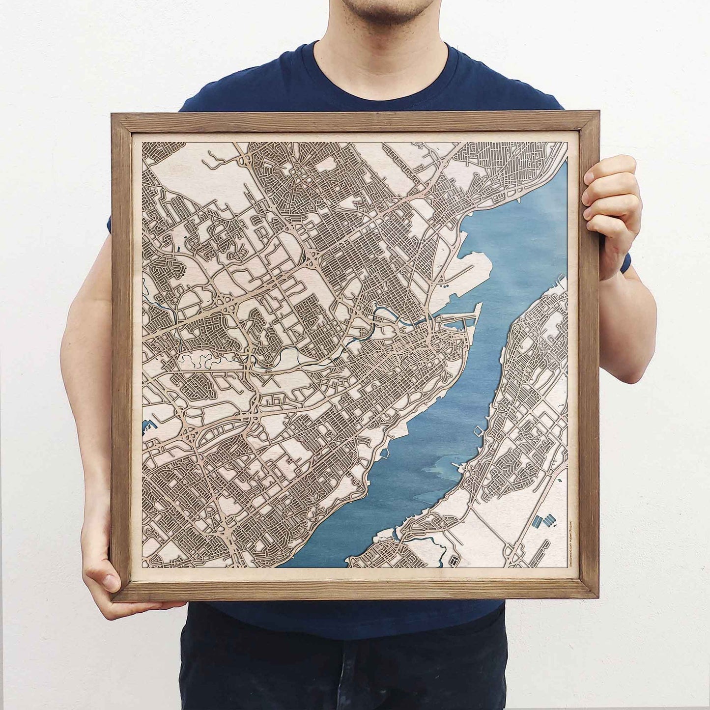 Quebec City Wooden Map by CityWood - Custom Wood Map Art - Unique Laser Cut Engraved - Anniversary Gift