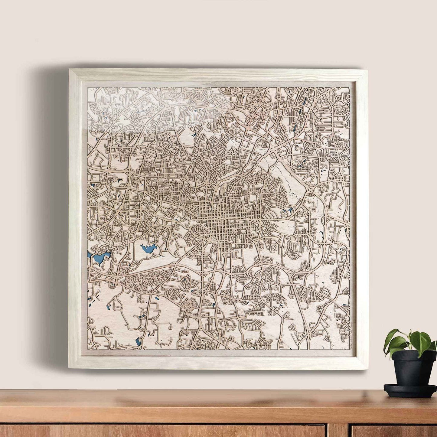 Raleigh Wooden Map by CityWood - Custom Wood Map Art - Unique Laser Cut Engraved - Anniversary Gift