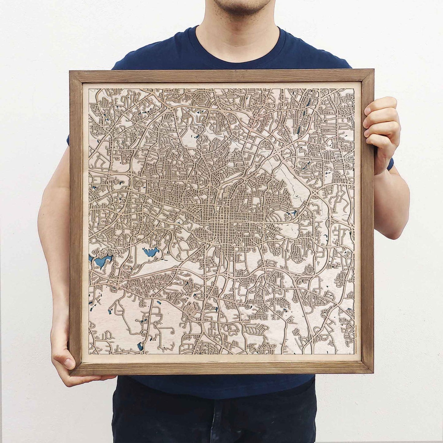 Raleigh Wooden Map by CityWood - Custom Wood Map Art - Unique Laser Cut Engraved - Anniversary Gift