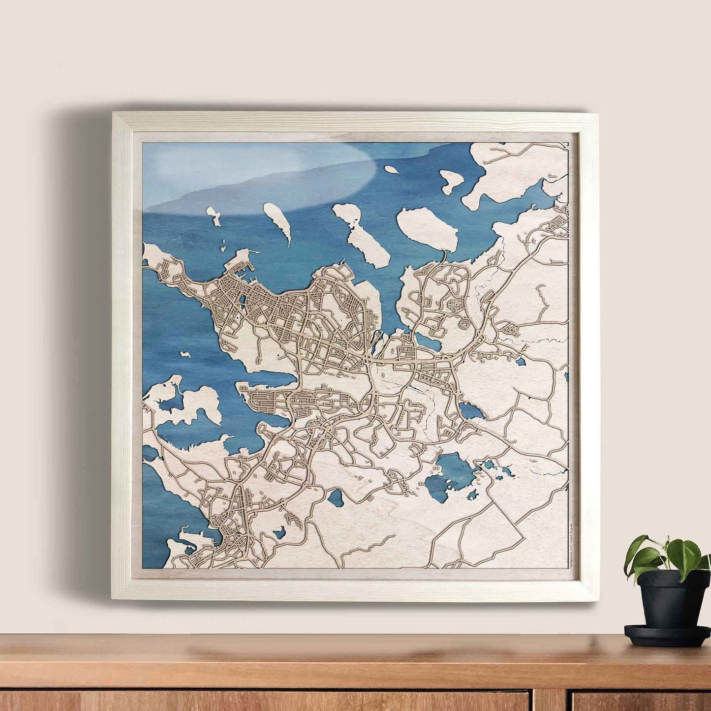 Reykjavik Wooden Map by CityWood - Custom Wood Map Art - Unique Laser Cut Engraved - Anniversary Gift