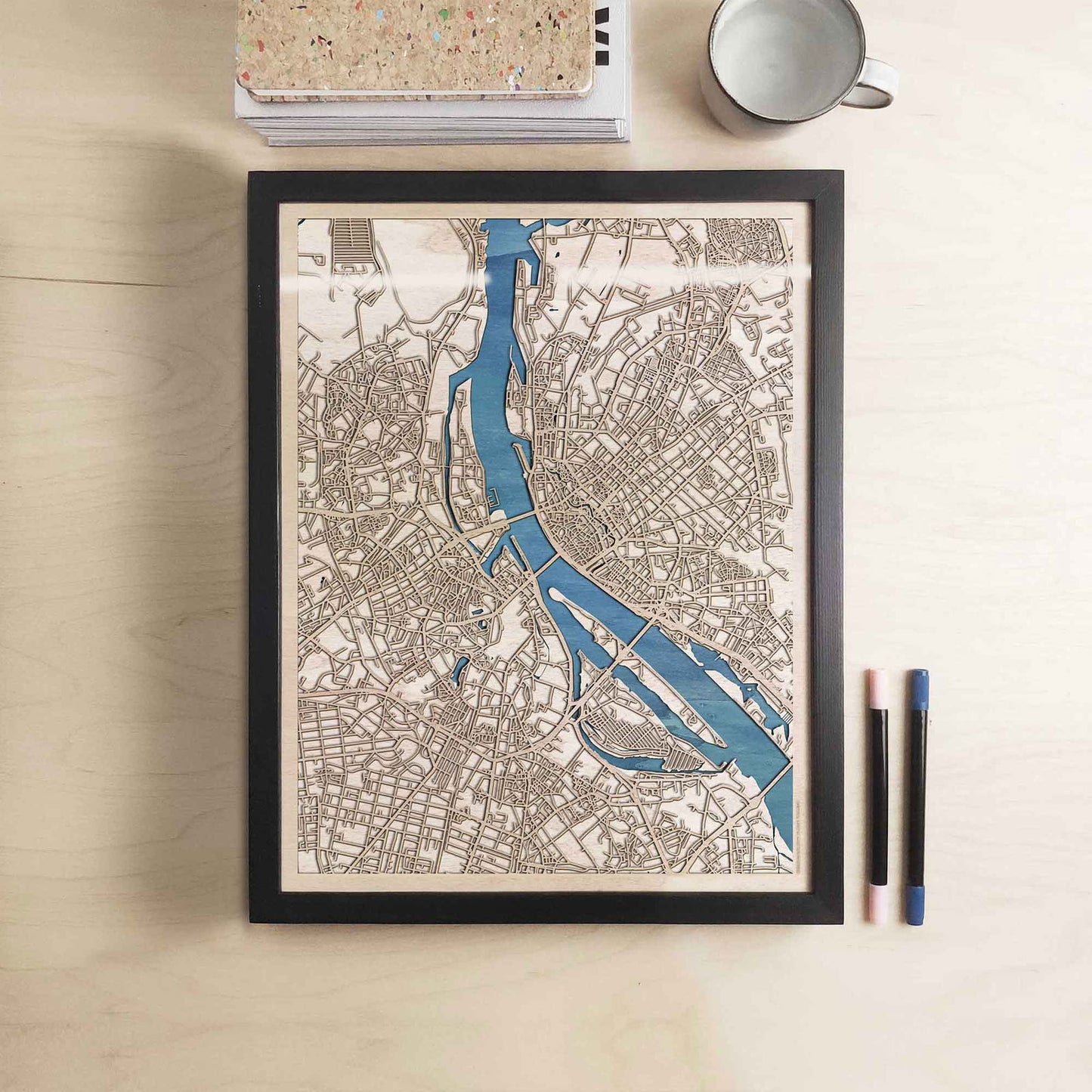 Riga Wooden Map by CityWood - Custom Wood Map Art - Unique Laser Cut Engraved - Anniversary Gift