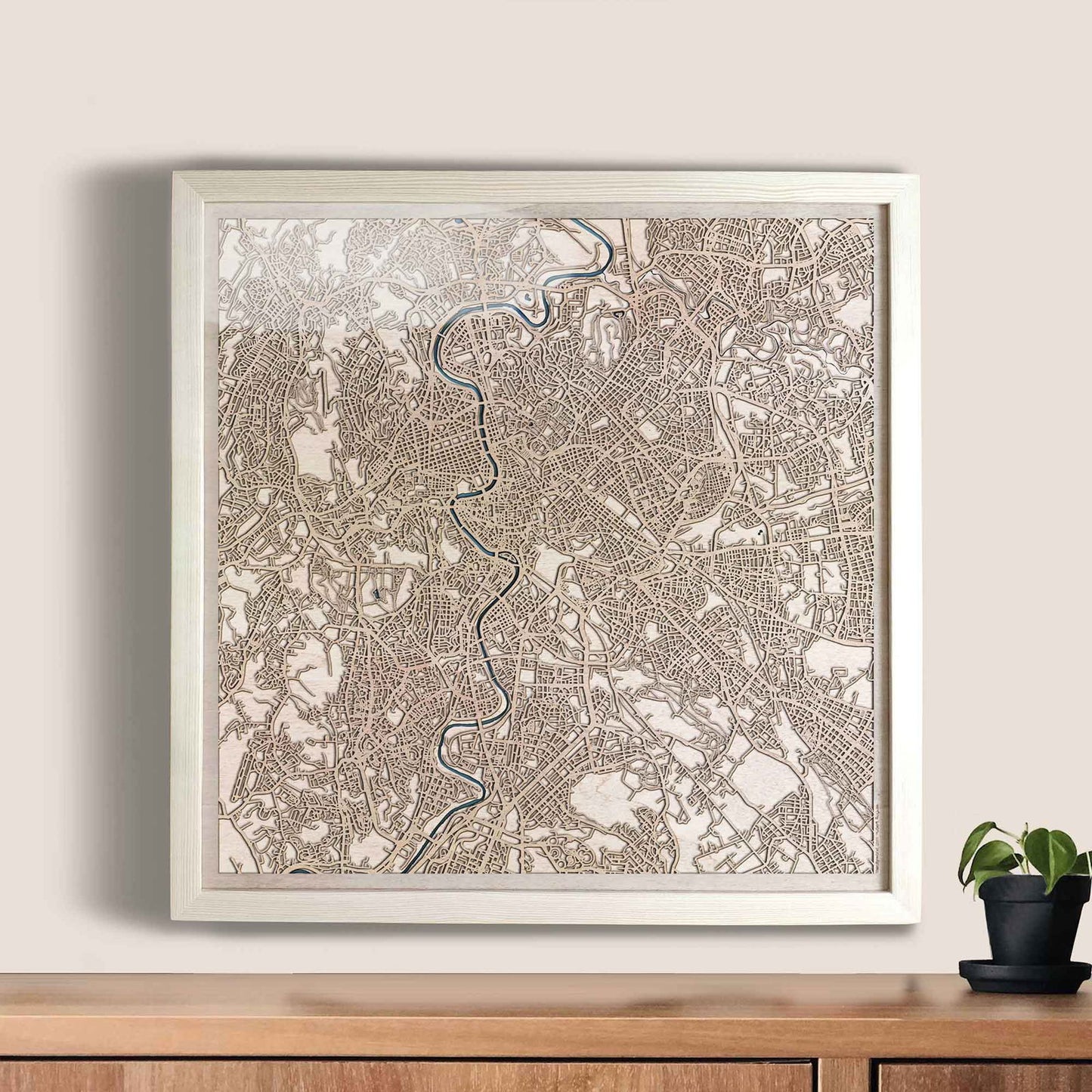 Rome Wooden Map by CityWood - Custom Wood Map Art - Unique Laser Cut Engraved - Anniversary Gift