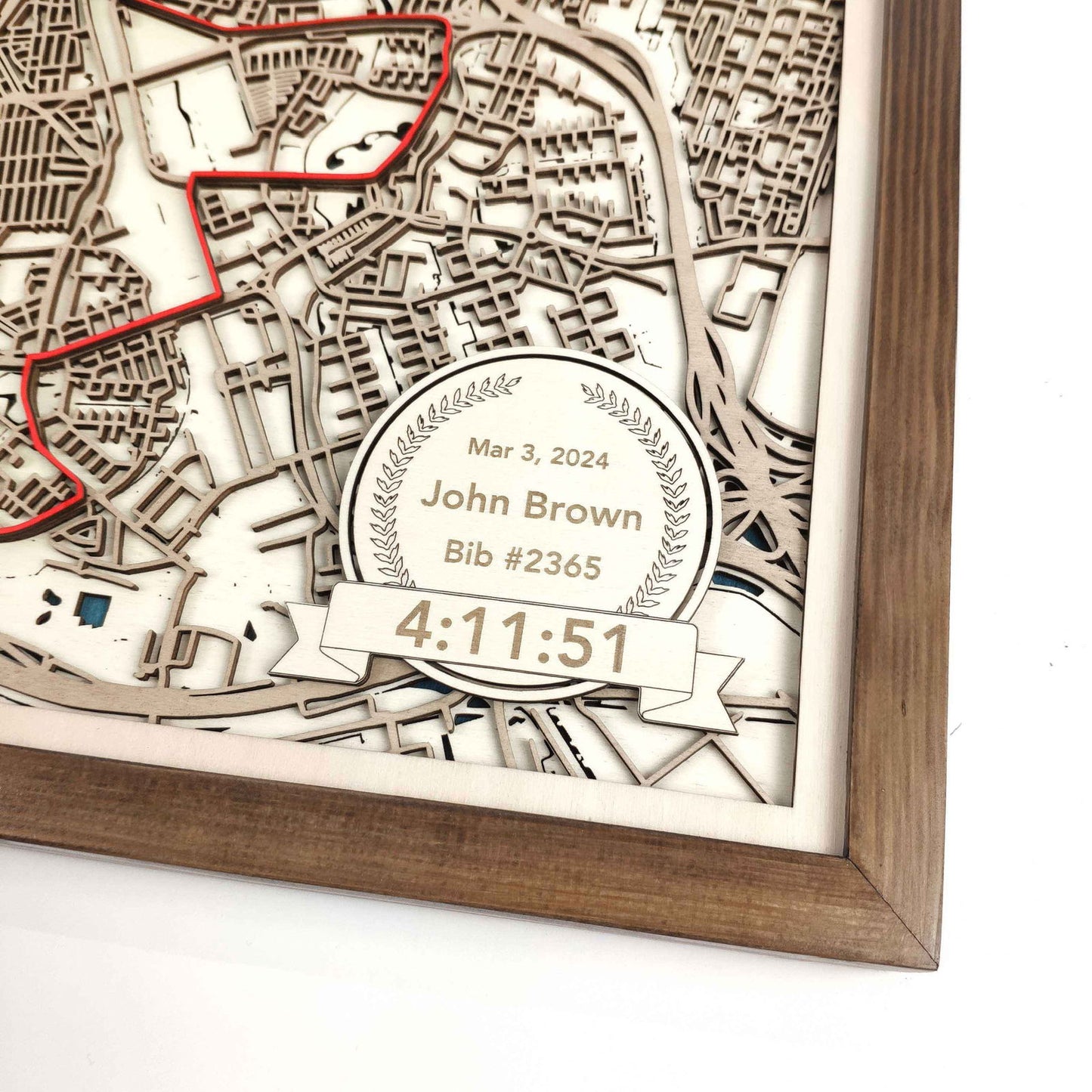 Rotterdam Marathon Commemorative Wooden Route Map – Collector's Item by CityWood - Custom Wood Map Art - Unique Laser Cut Engraved - Anniversary Gift