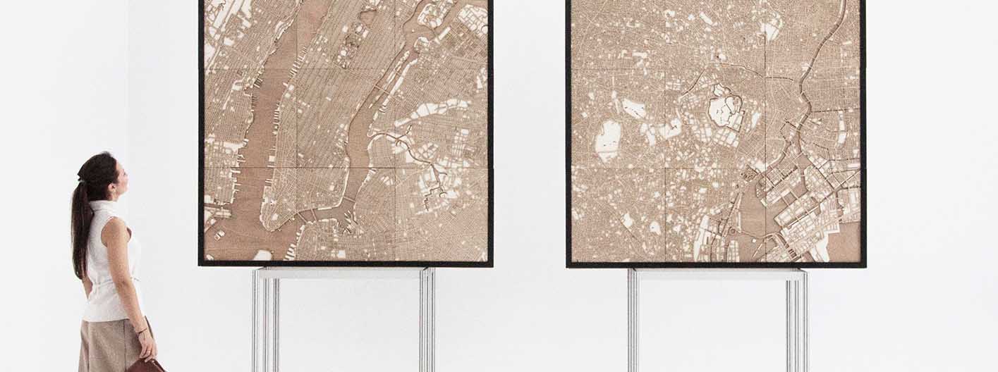 Art Exhibition 'Metropolis' A Journey Through Hubert Roguski's CityWood Laser Cut Maps