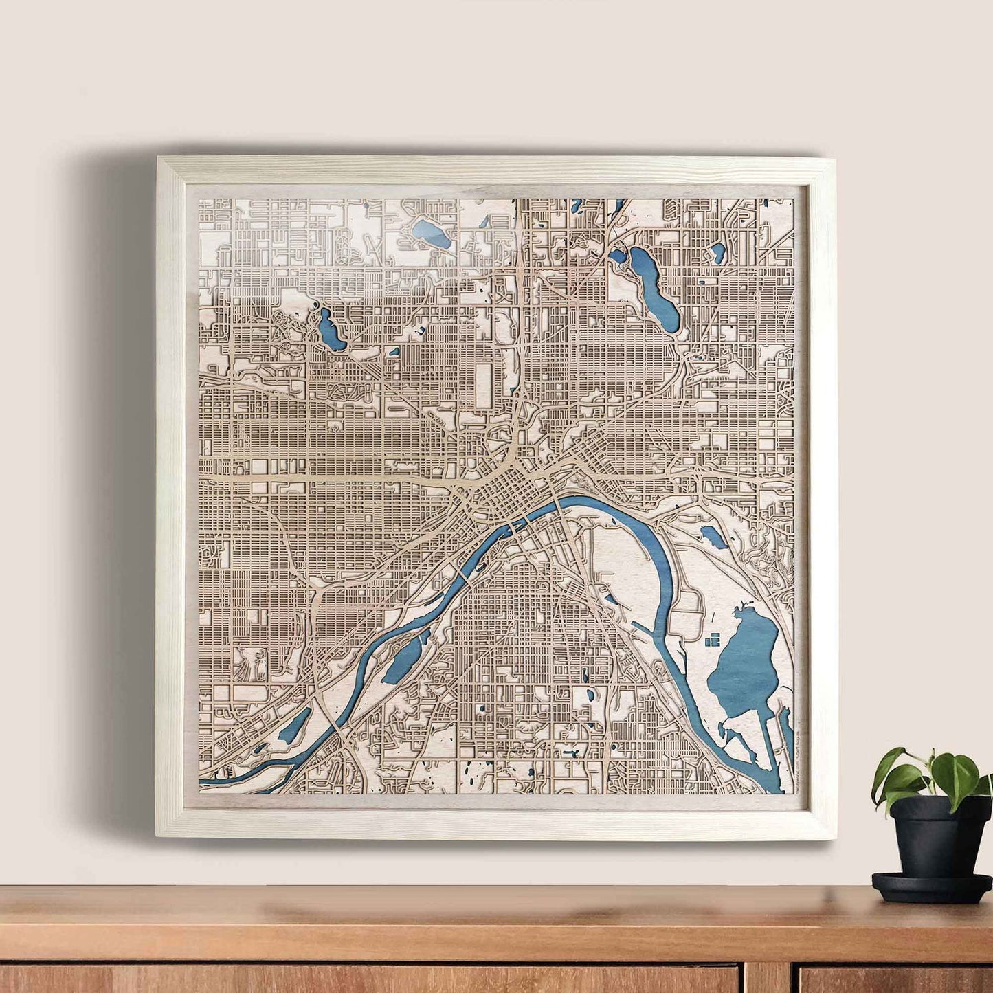 St Paul Wooden Map by CityWood - Custom Wood Map Art - Unique Laser Cut Engraved - Anniversary Gift