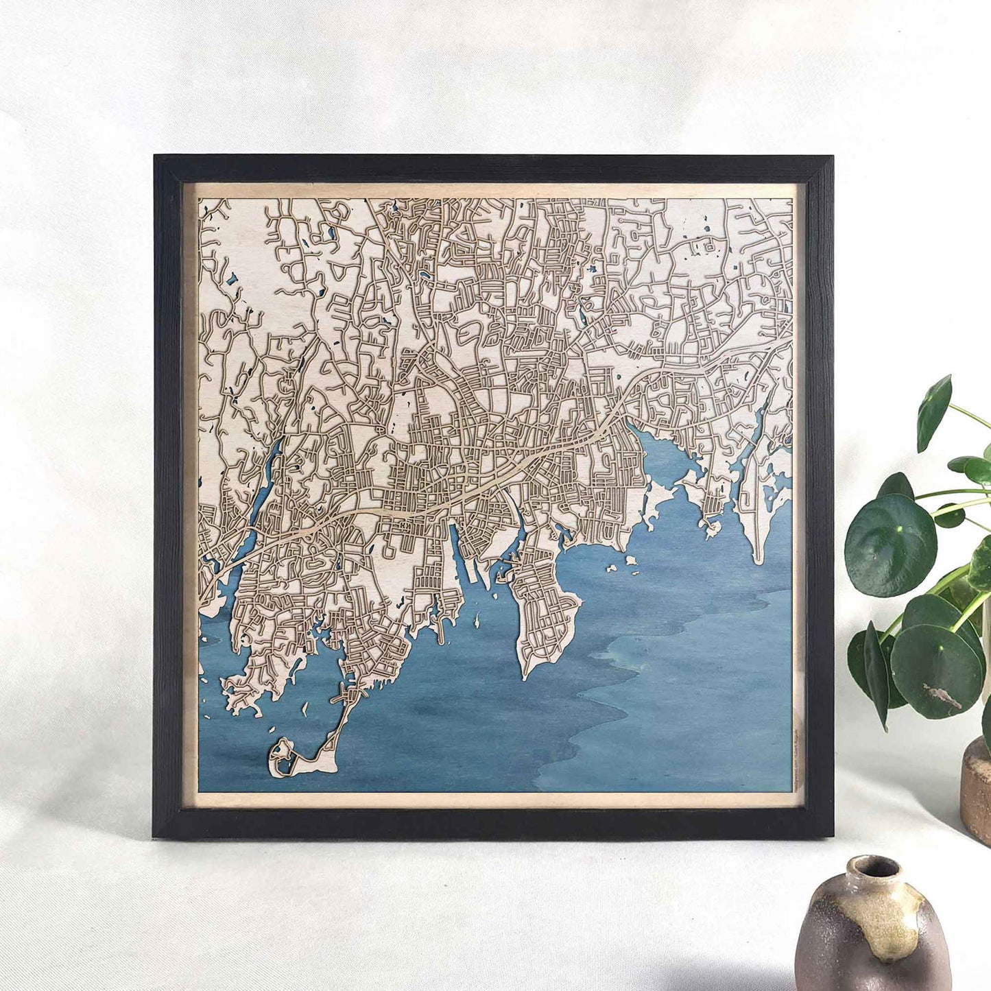 Stamford Wooden Map by CityWood - Custom Wood Map Art - Unique Laser Cut Engraved - Anniversary Gift