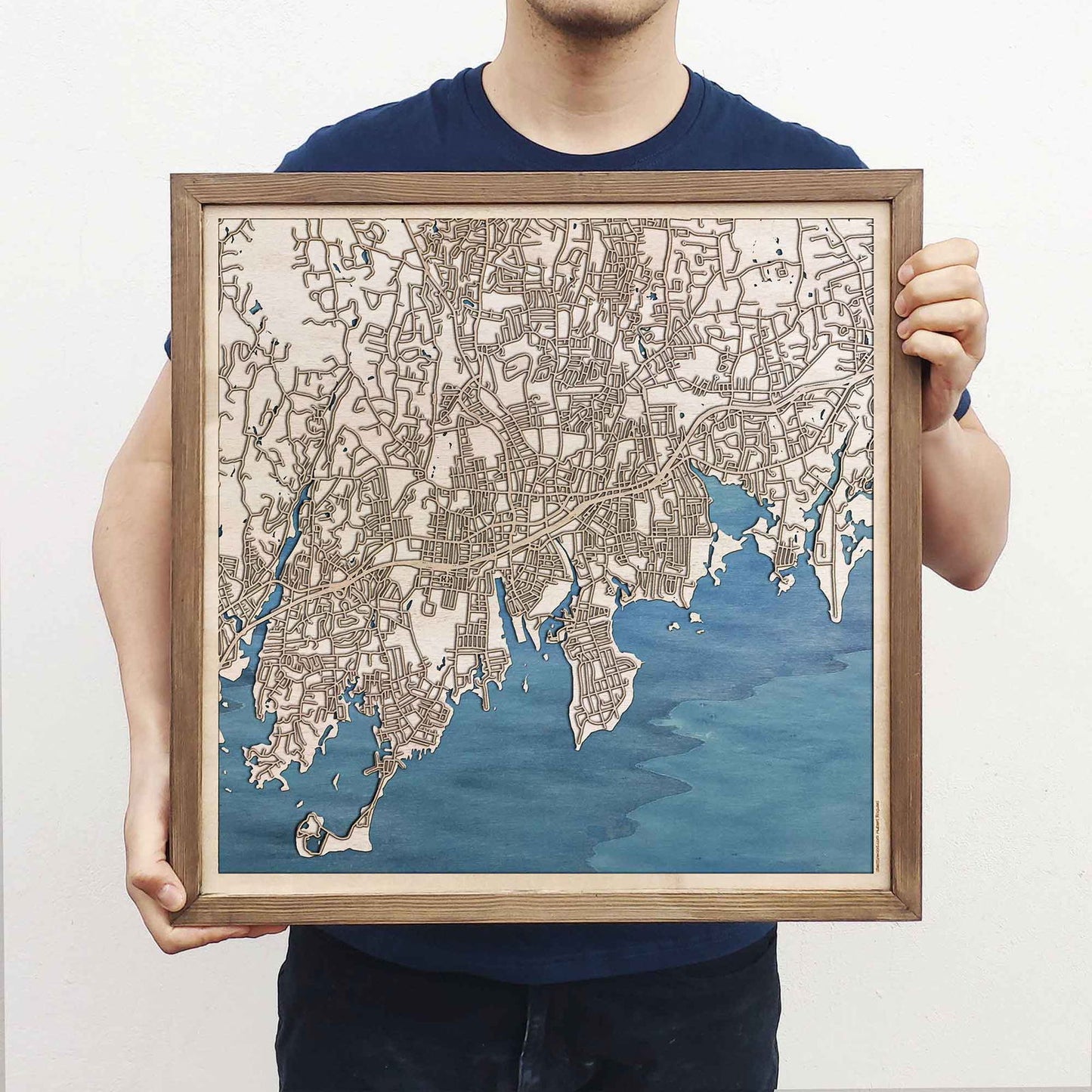 Stamford Wooden Map by CityWood - Custom Wood Map Art - Unique Laser Cut Engraved - Anniversary Gift
