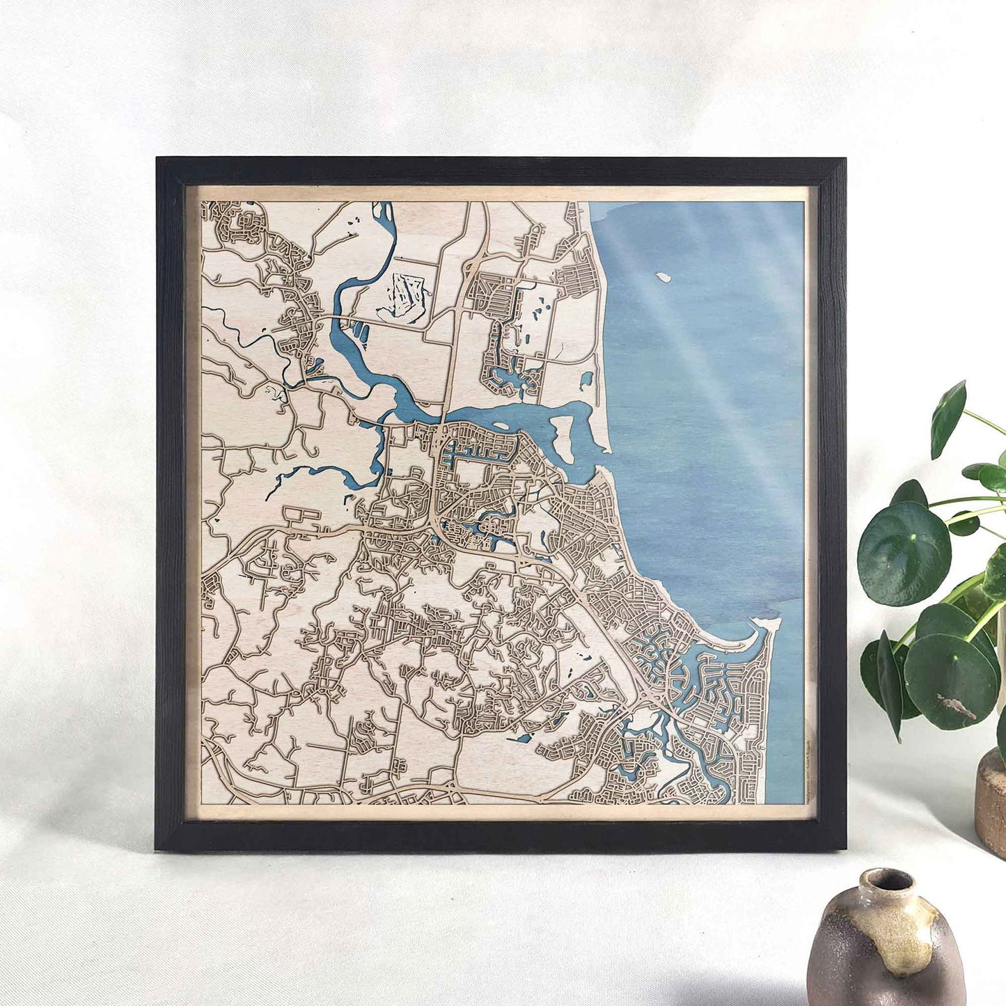 Sunshine Coast Wooden Map by CityWood - Custom Wood Map Art - Unique Laser Cut Engraved - Anniversary Gift