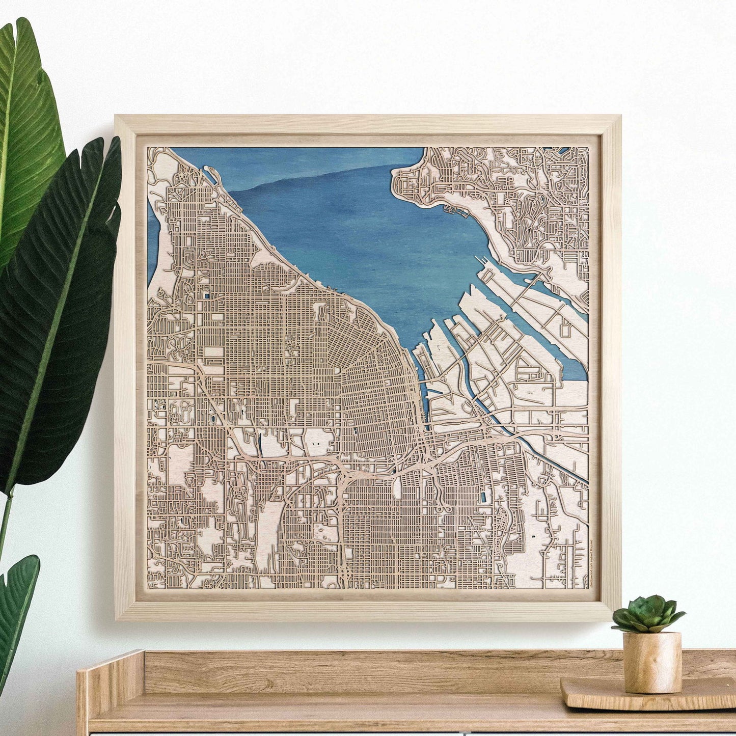 Tacoma Wooden Map by CityWood - Custom Wood Map Art - Unique Laser Cut Engraved - Anniversary Gift