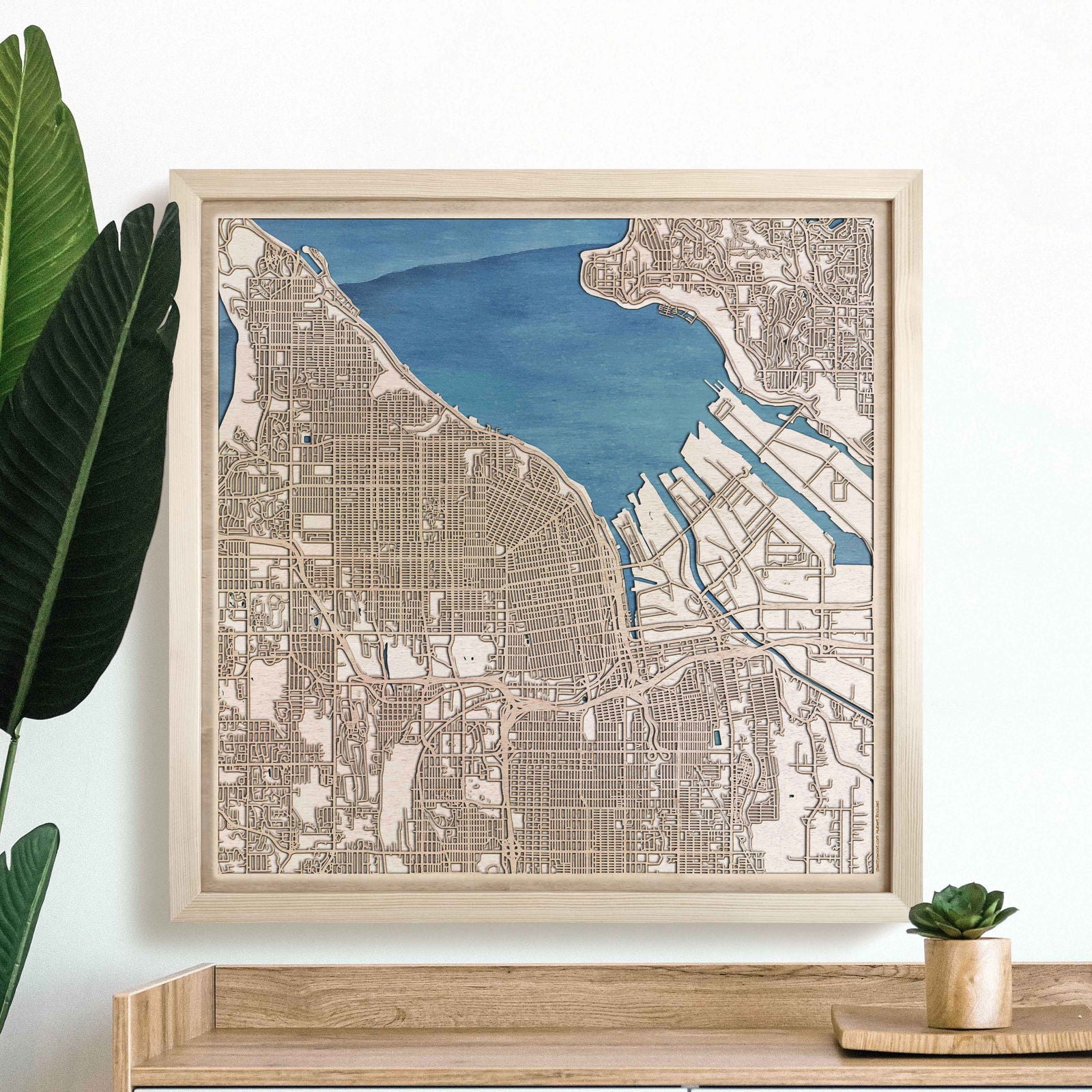 Tacoma Wooden Map by CityWood - Custom Wood Map Art - Unique Laser Cut Engraved - Anniversary Gift