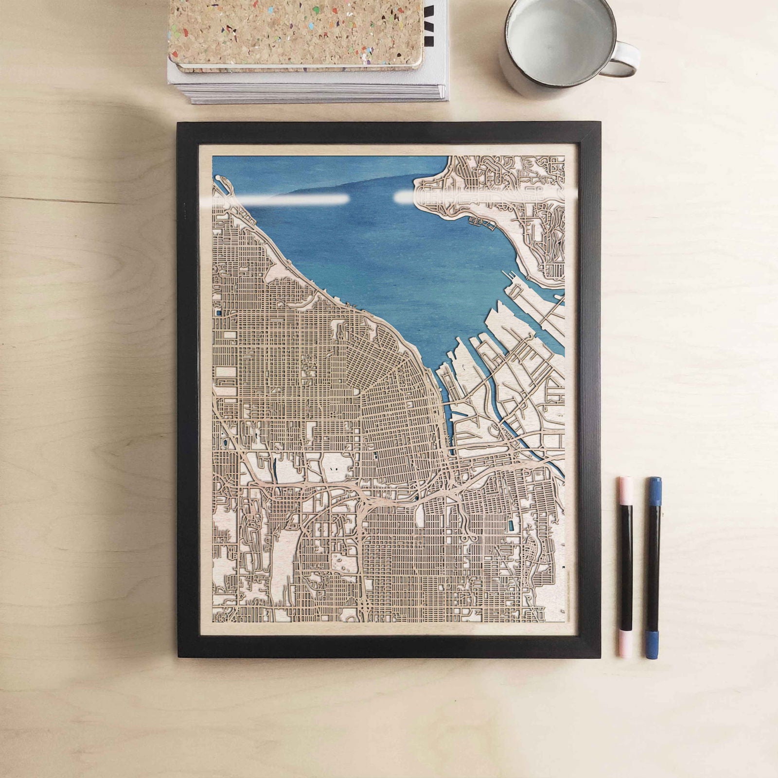 Tacoma Wooden Map by CityWood - Custom Wood Map Art - Unique Laser Cut Engraved - Anniversary Gift
