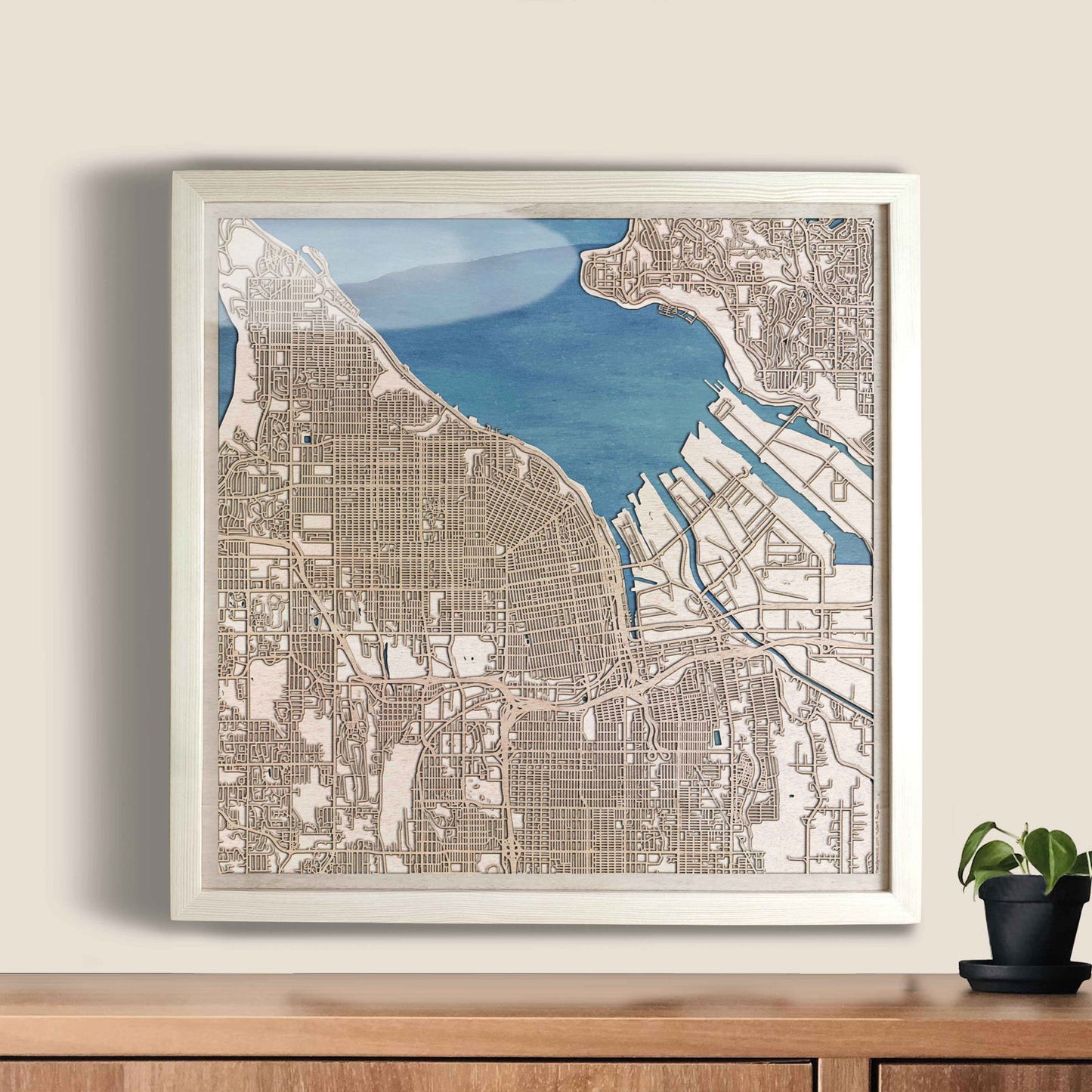 Tacoma Wooden Map by CityWood - Custom Wood Map Art - Unique Laser Cut Engraved - Anniversary Gift