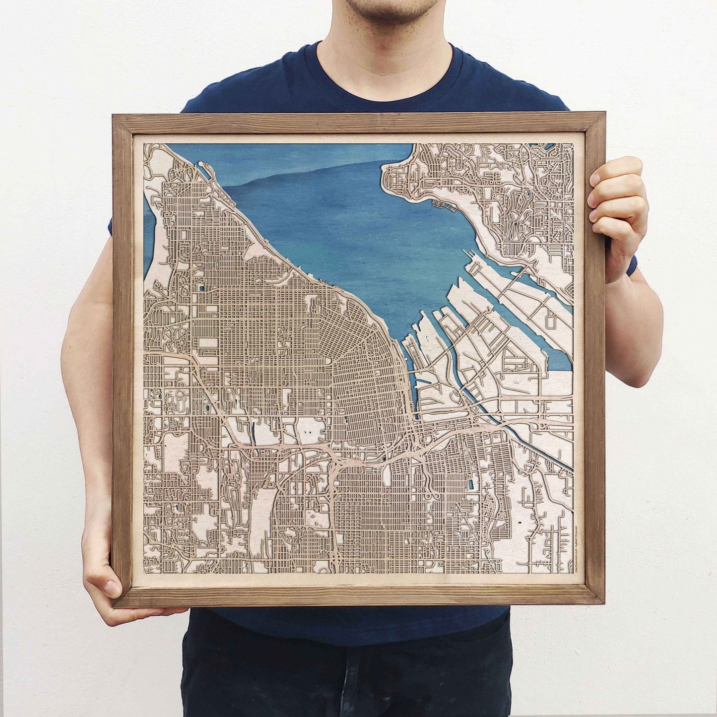 Tacoma Wooden Map by CityWood - Custom Wood Map Art - Unique Laser Cut Engraved - Anniversary Gift