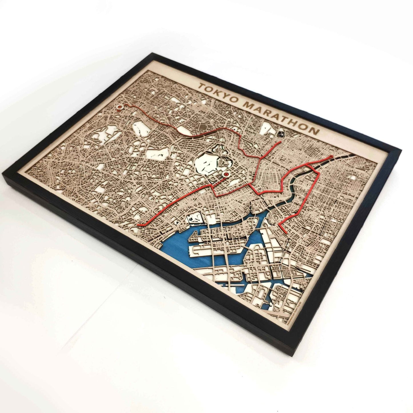 Tokyo Marathon Wooden Map by CityWood - Custom Wood Map Art - Unique Laser Cut Engraved - Anniversary Gift