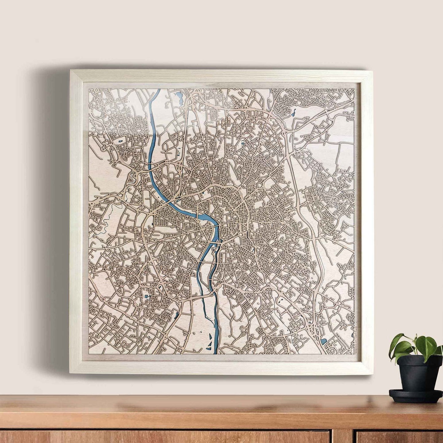 Toulouse Wooden Map by CityWood - Custom Wood Map Art - Unique Laser Cut Engraved - Anniversary Gift