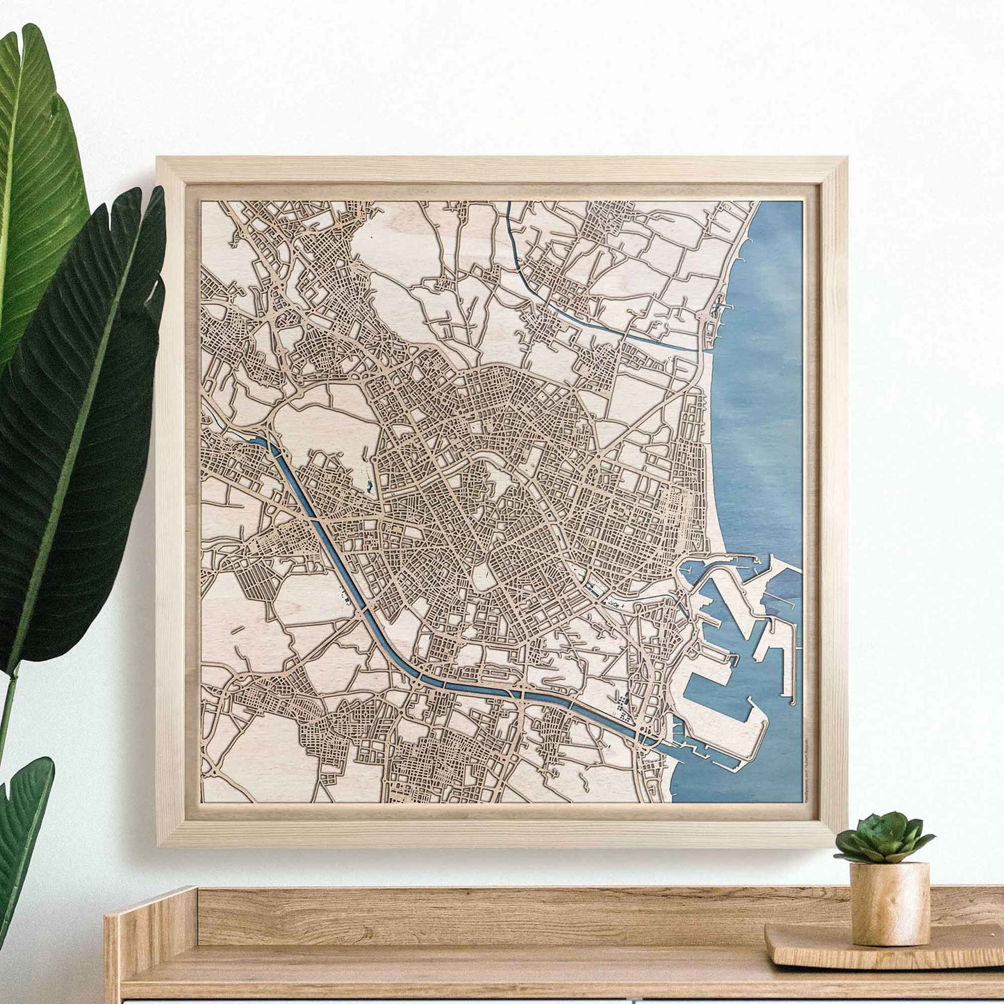Valencia Wooden Map by CityWood - Custom Wood Map Art - Unique Laser Cut Engraved - Anniversary Gift
