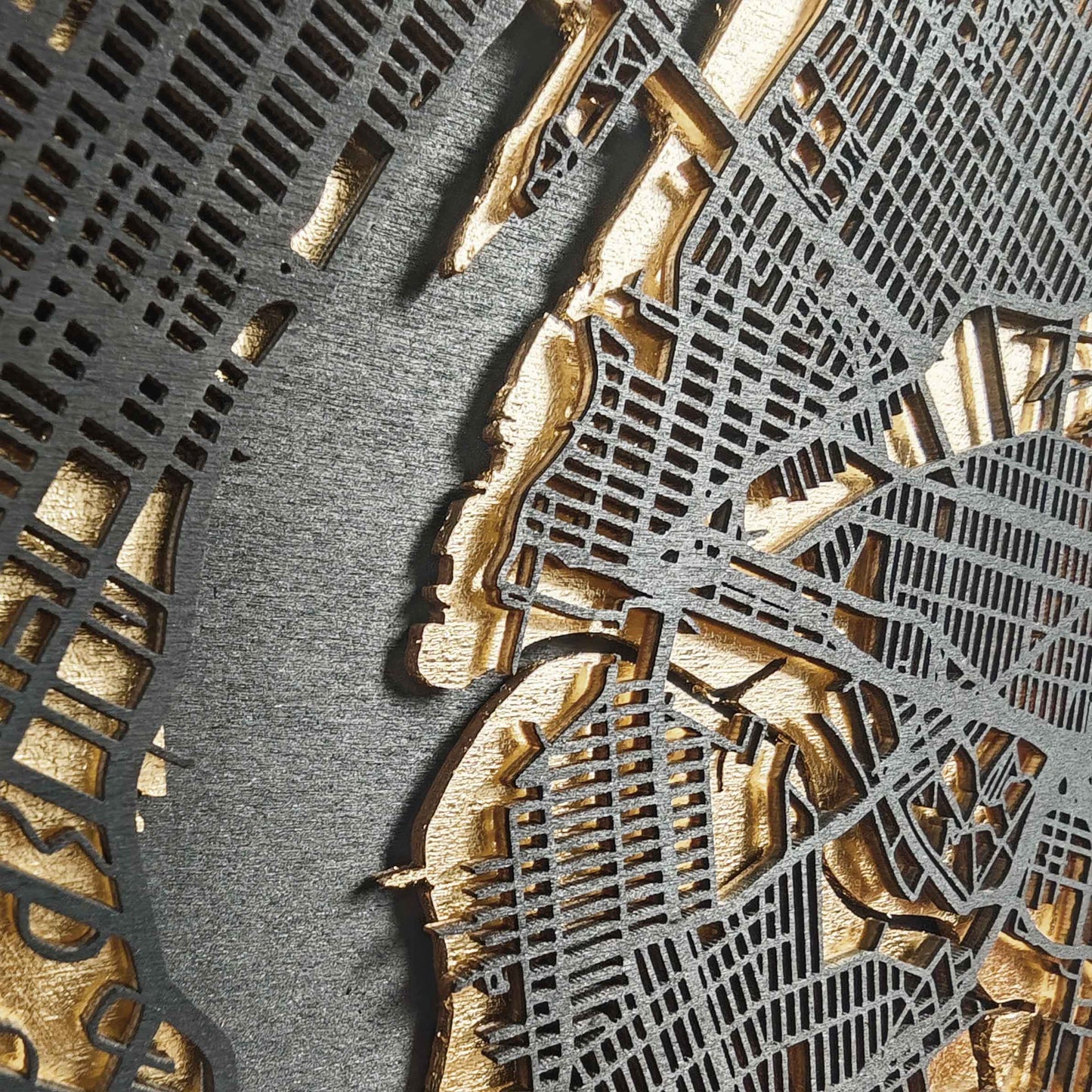 New York Luxury 3D Wooden Map – Black & Gold Edition