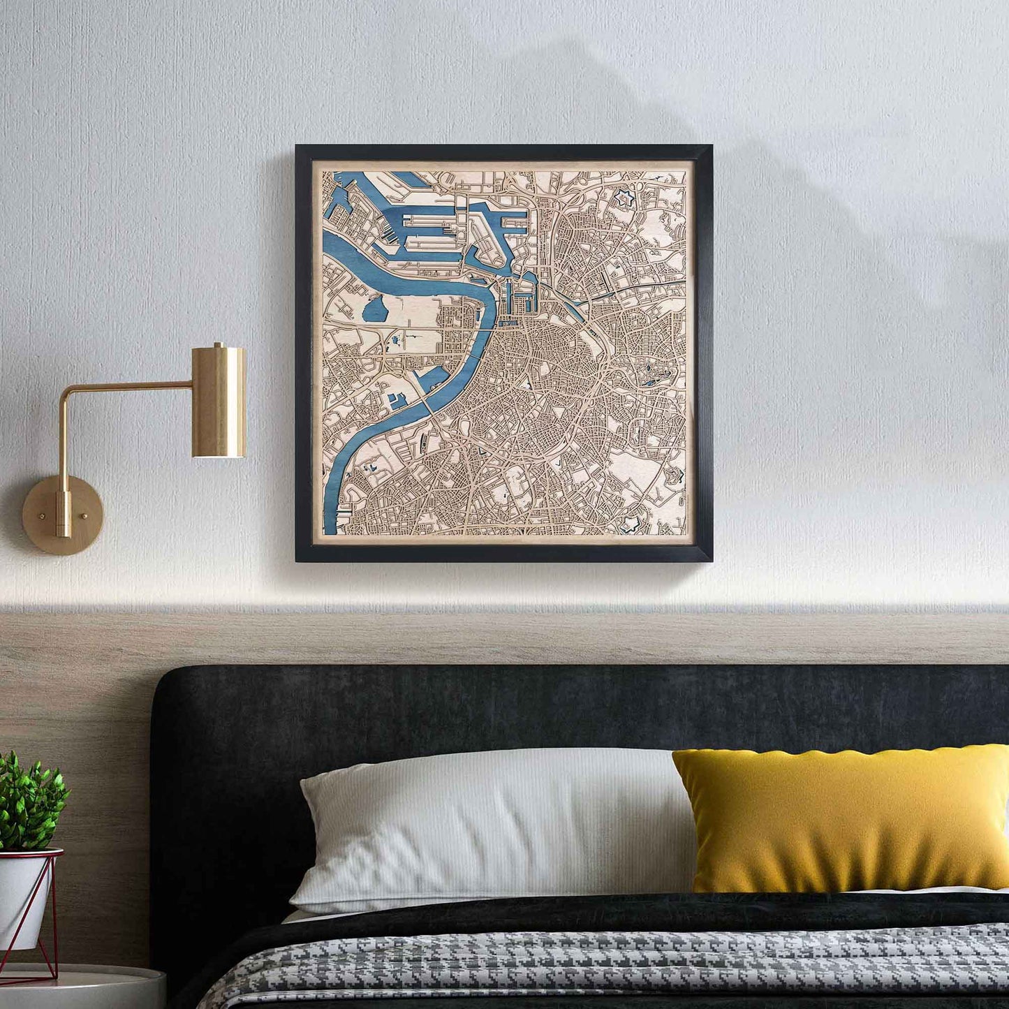 Antwerp Wooden Map by CityWood - Custom Wood Map Art - Unique Laser Cut Engraved - Anniversary Gift