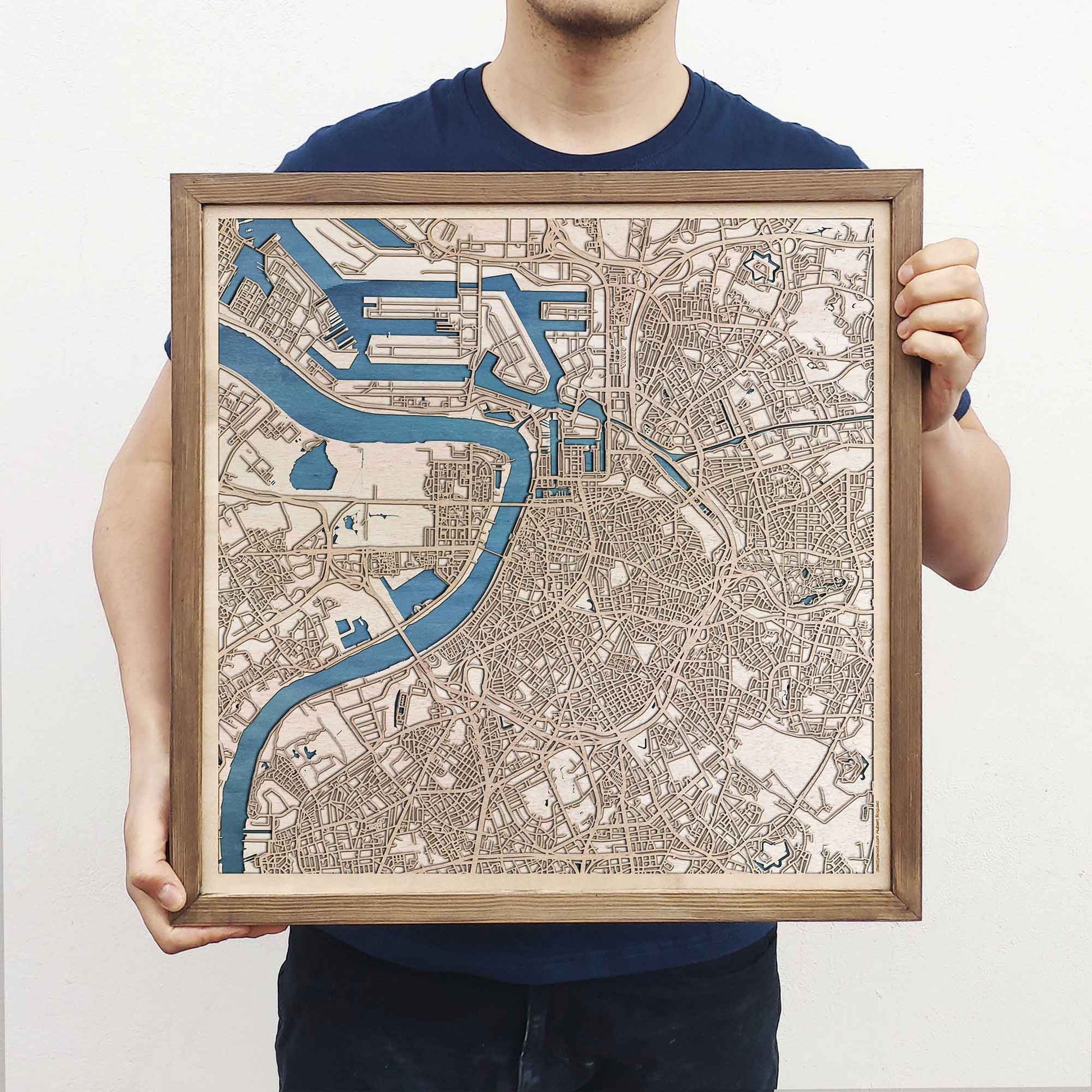 Antwerp Wooden Map by CityWood - Custom Wood Map Art - Unique Laser Cut Engraved - Anniversary Gift