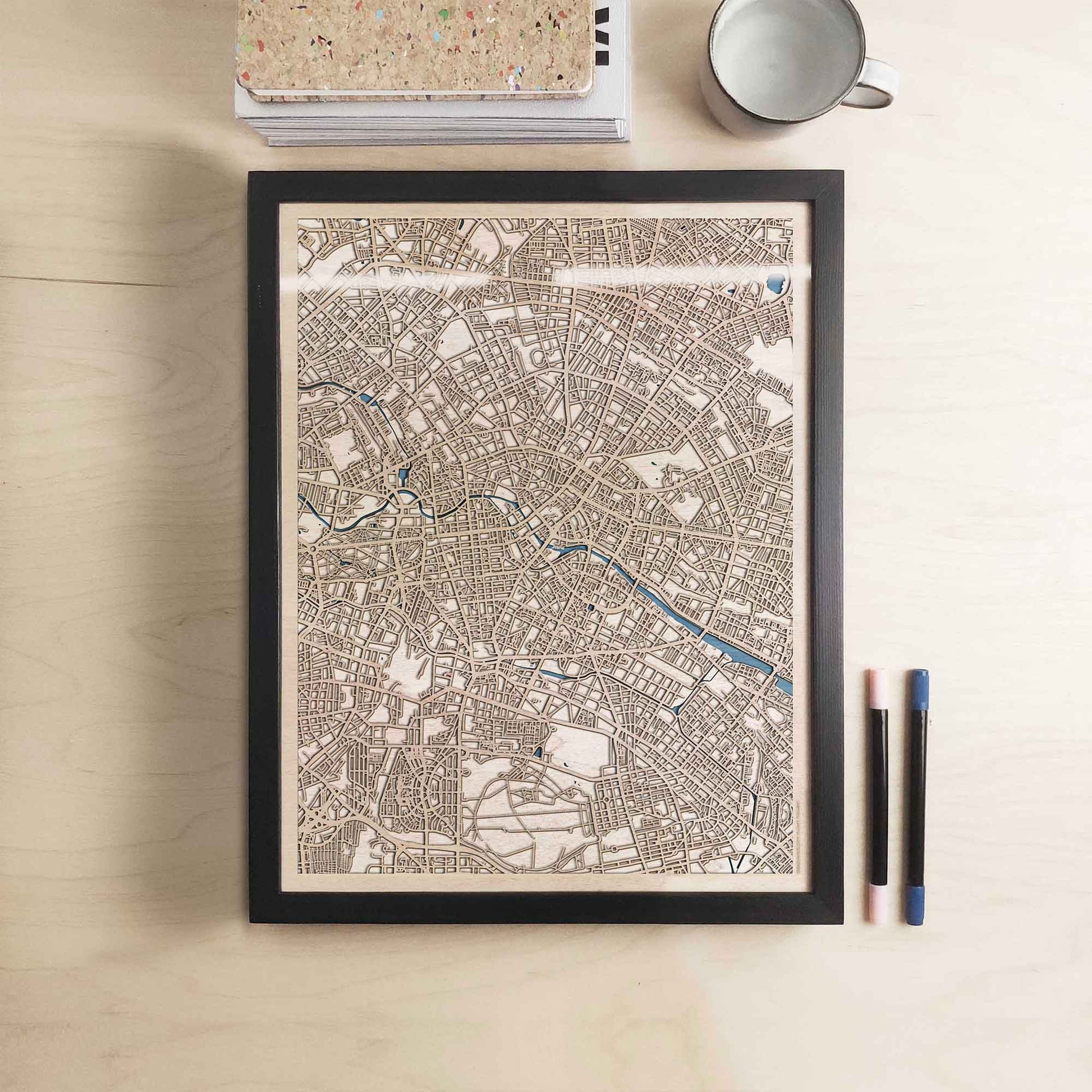 Berlin Wooden Map by CityWood - Custom Wood Map Art - Unique Laser Cut Engraved - Anniversary Gift