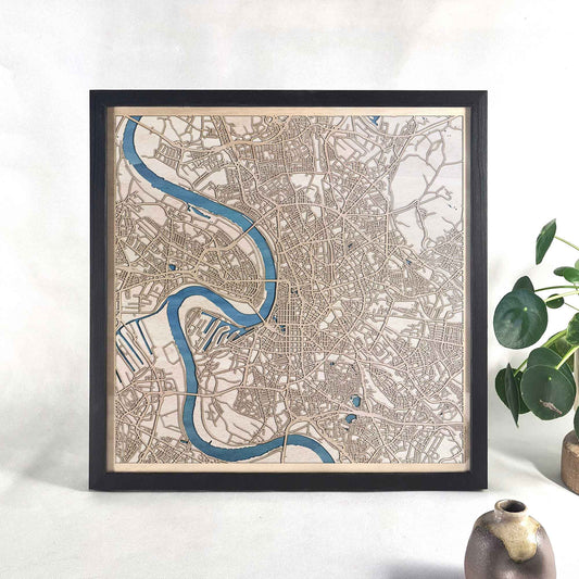 Dusseldorf Wooden Map by CityWood - Custom Wood Map Art - Unique Laser Cut Engraved - Anniversary Gift