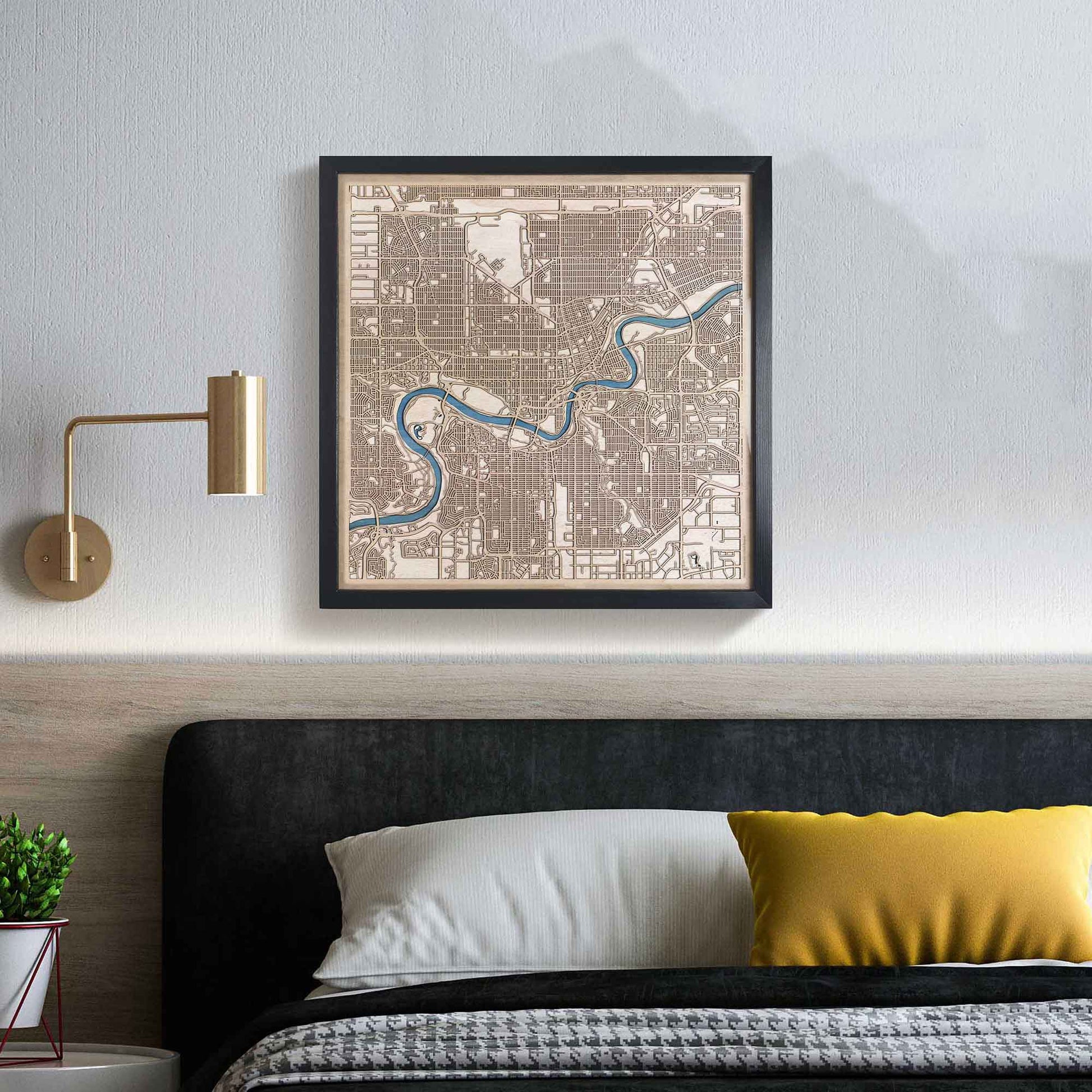 Edmonton Wooden Map by CityWood - Custom Wood Map Art - Unique Laser Cut Engraved - Anniversary Gift