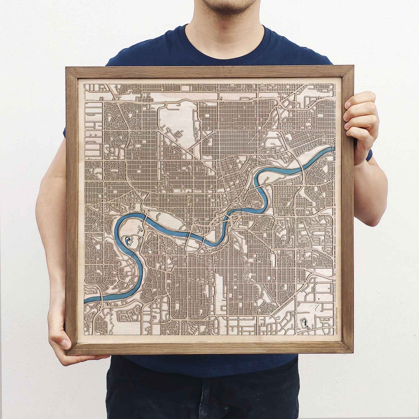 Edmonton Wooden Map by CityWood - Custom Wood Map Art - Unique Laser Cut Engraved - Anniversary Gift