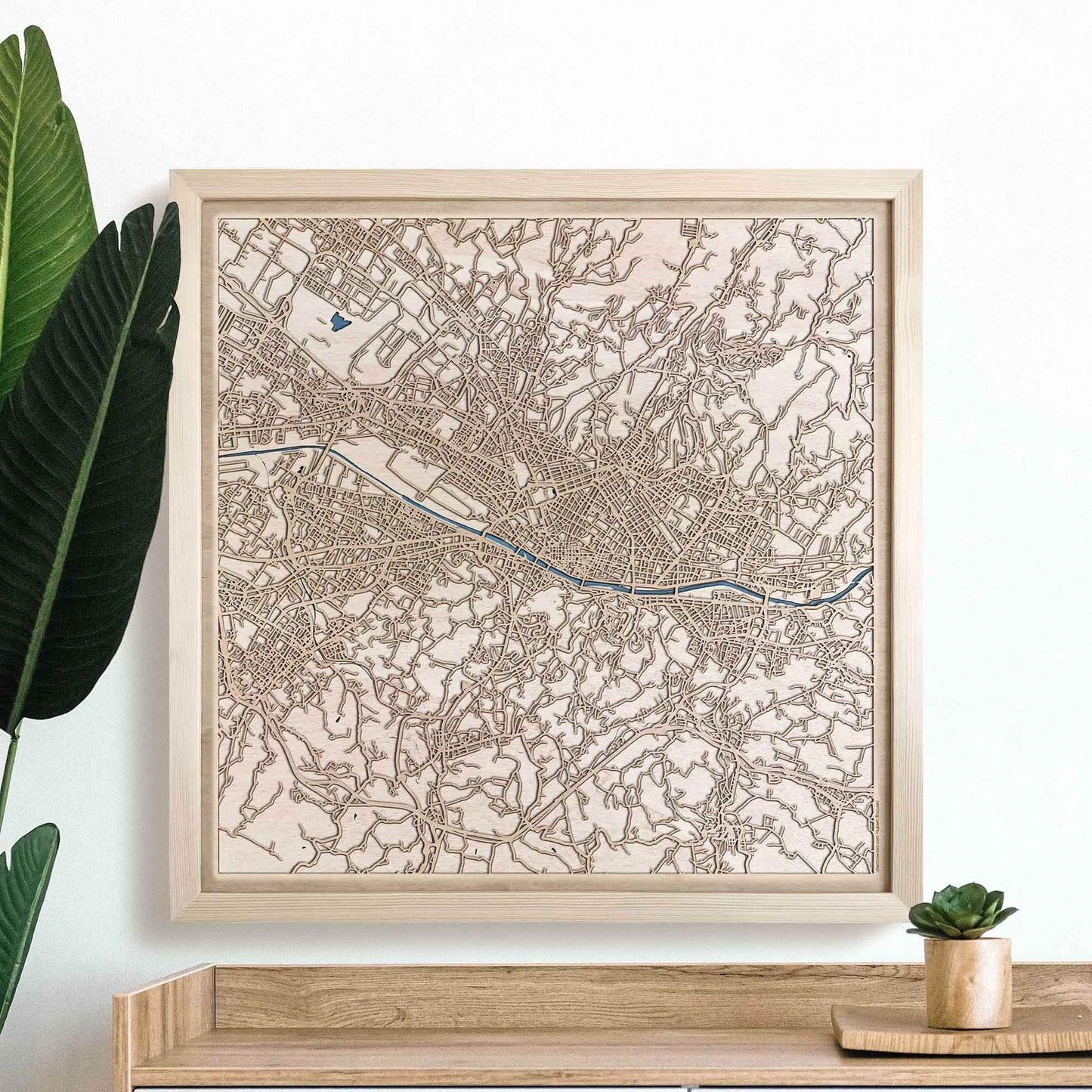 Florence Wooden Map by CityWood - Custom Wood Map Art - Unique Laser Cut Engraved - Anniversary Gift