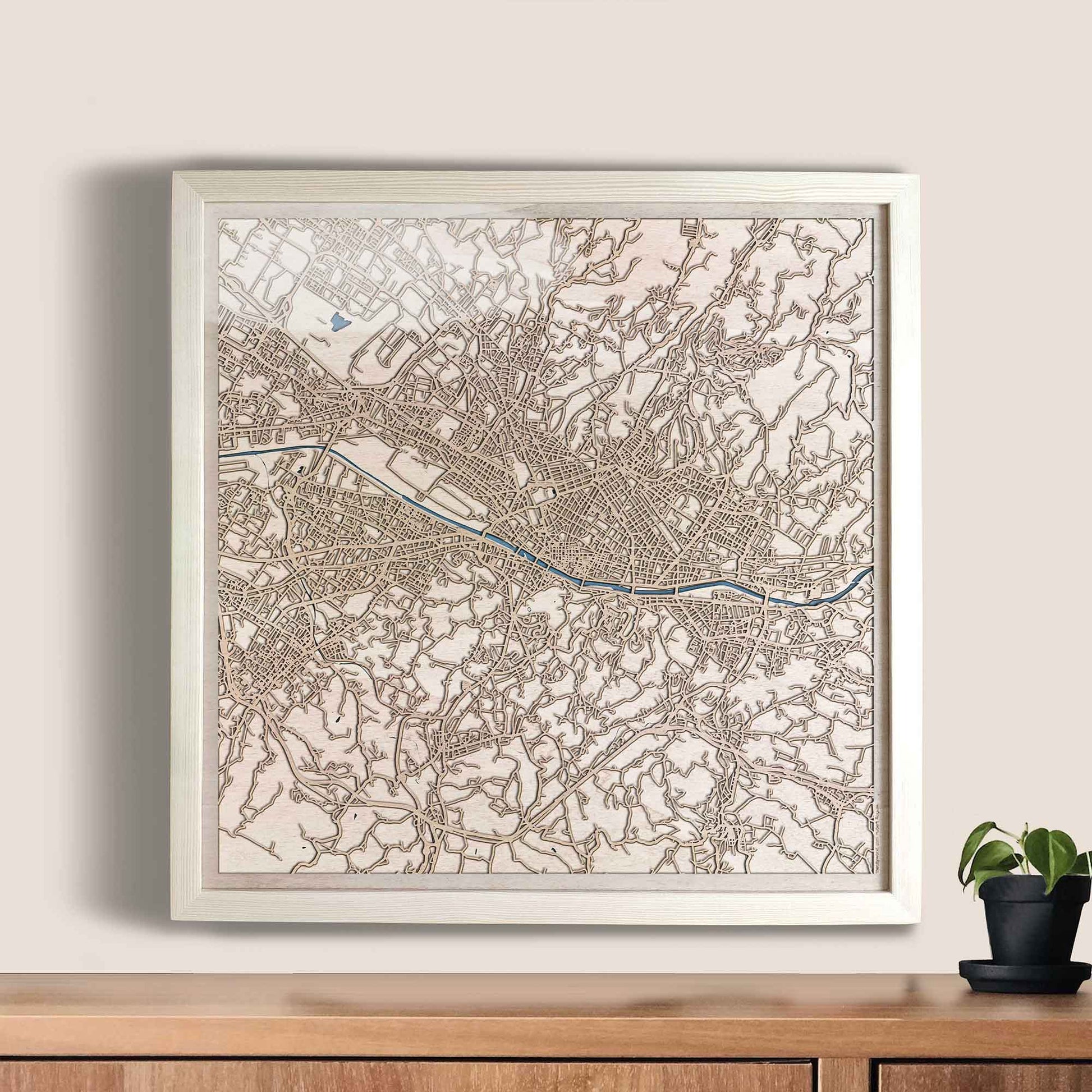 Florence Wooden Map by CityWood - Custom Wood Map Art - Unique Laser Cut Engraved - Anniversary Gift