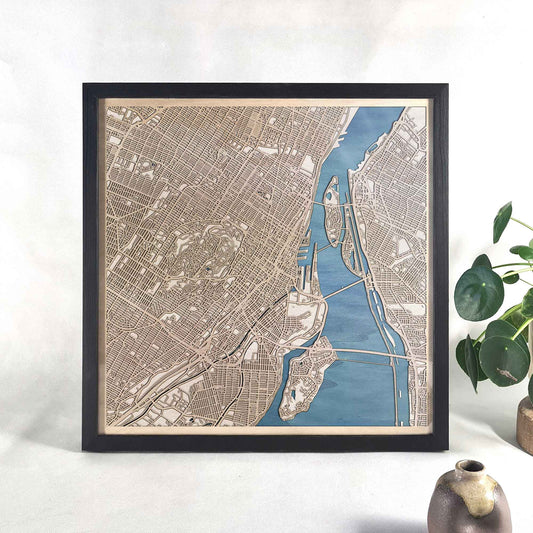 Montreal Wooden Map by CityWood - Custom Wood Map Art - Unique Laser Cut Engraved - Anniversary Gift