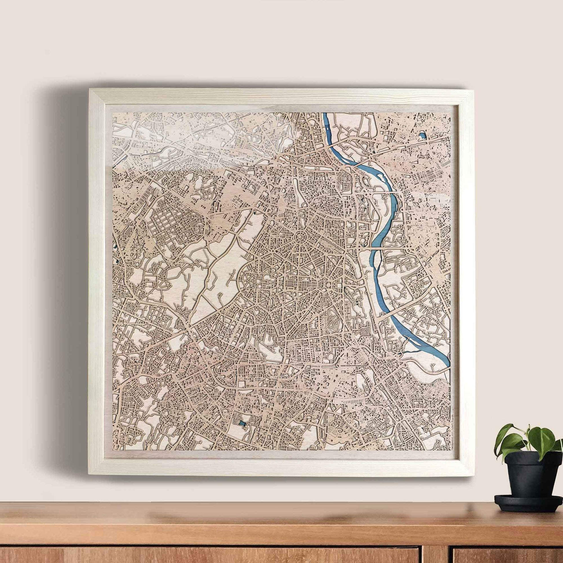 New Delhi Wooden Map by CityWood - Custom Wood Map Art - Unique Laser Cut Engraved - Anniversary Gift