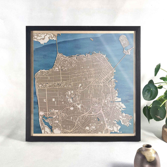 San Francisco Wooden Map by CityWood - Custom Wood Map Art - Unique Laser Cut Engraved - Anniversary Gift