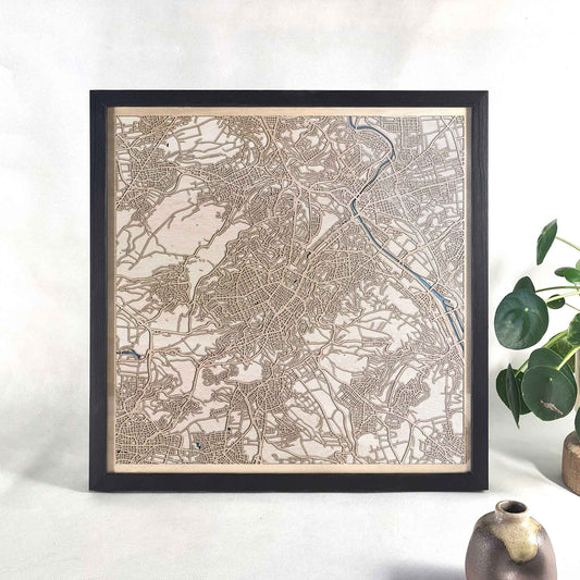 Stuttgart Wooden Map by CityWood - Custom Wood Map Art - Unique Laser Cut Engraved - Anniversary Gift