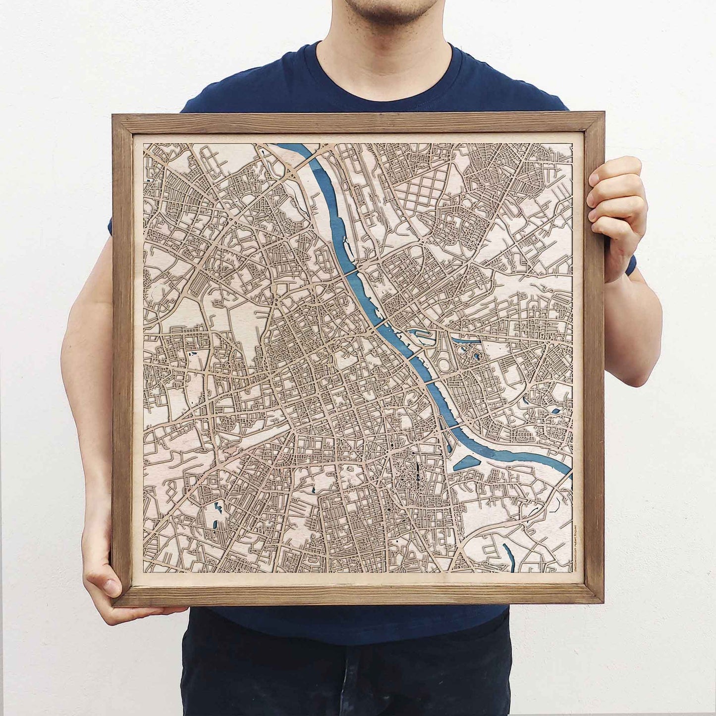 Warsaw Wooden Map by CityWood - Custom Wood Map Art - Unique Laser Cut Engraved - Anniversary Gift