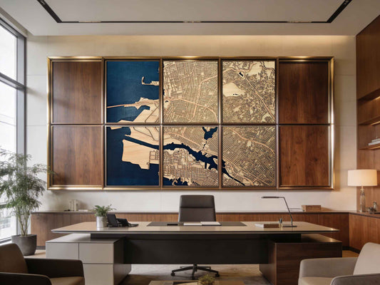 Where can I buy premium map art panels for office space
