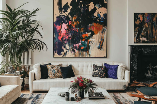 Where to hang art in a living room