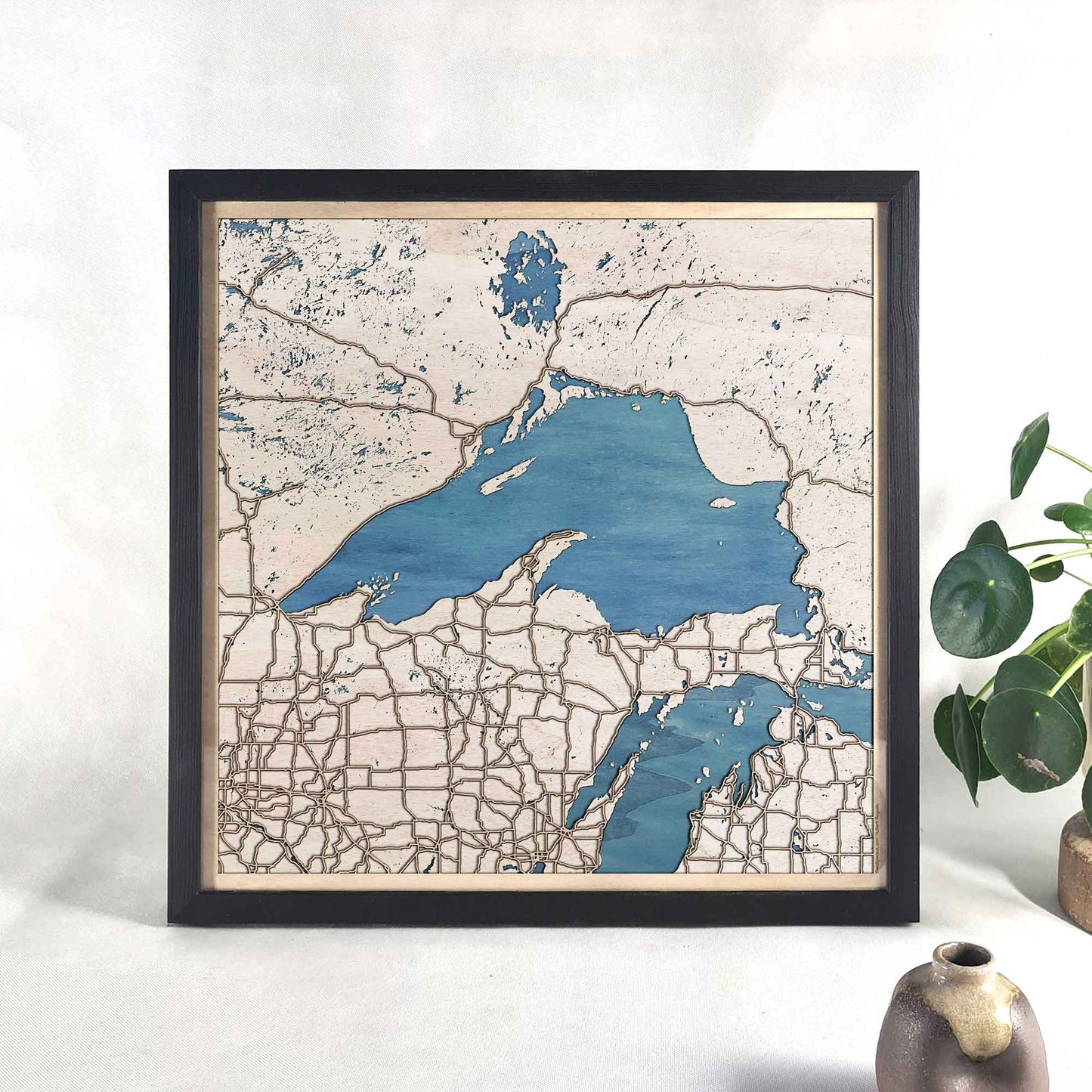 Lake Superior Wooden Map