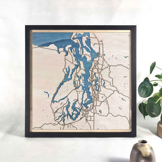 Puget Sound Wooden Map