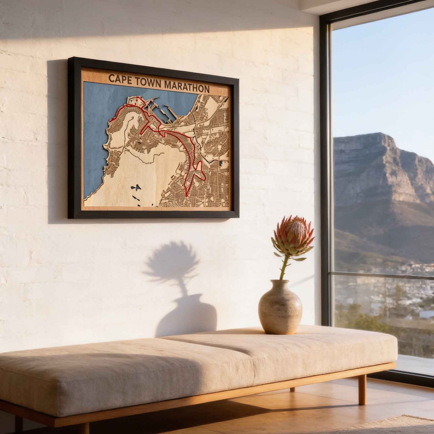 Cape Town Marathon Wooden Map