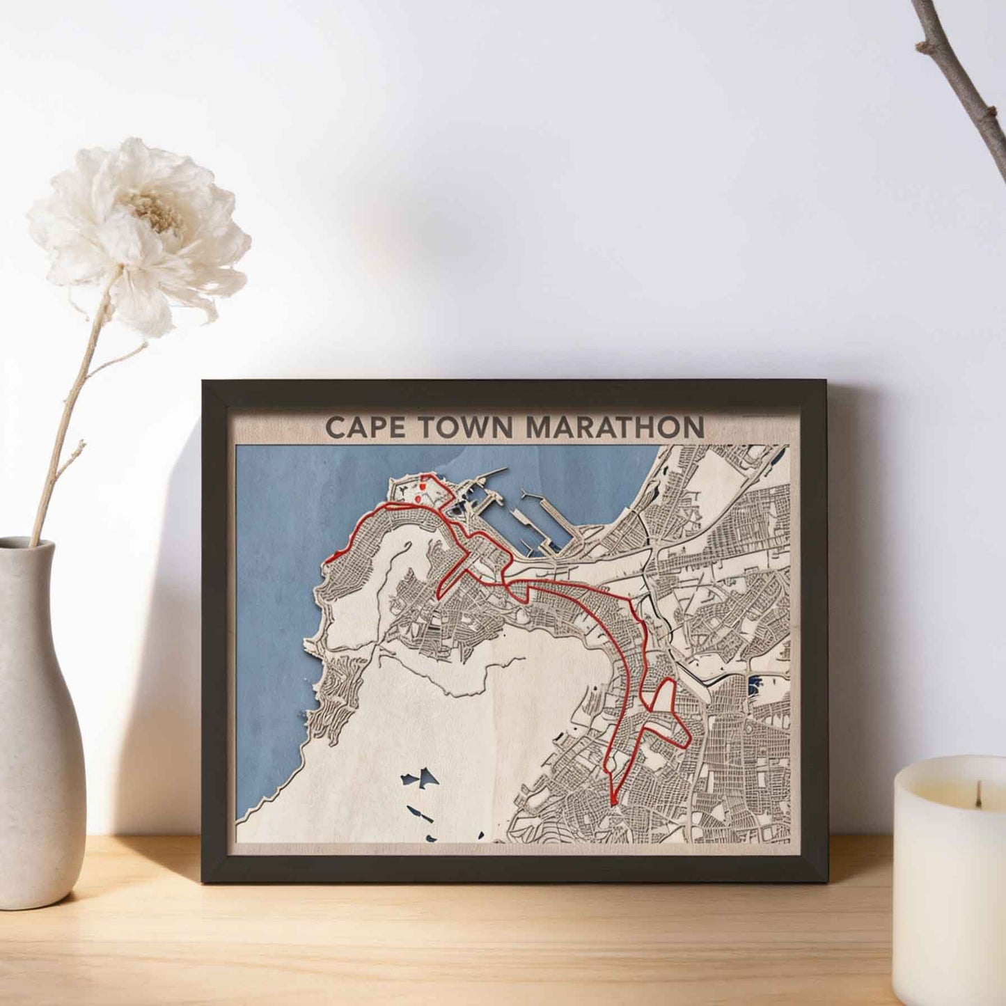 Cape Town Marathon Wooden Map