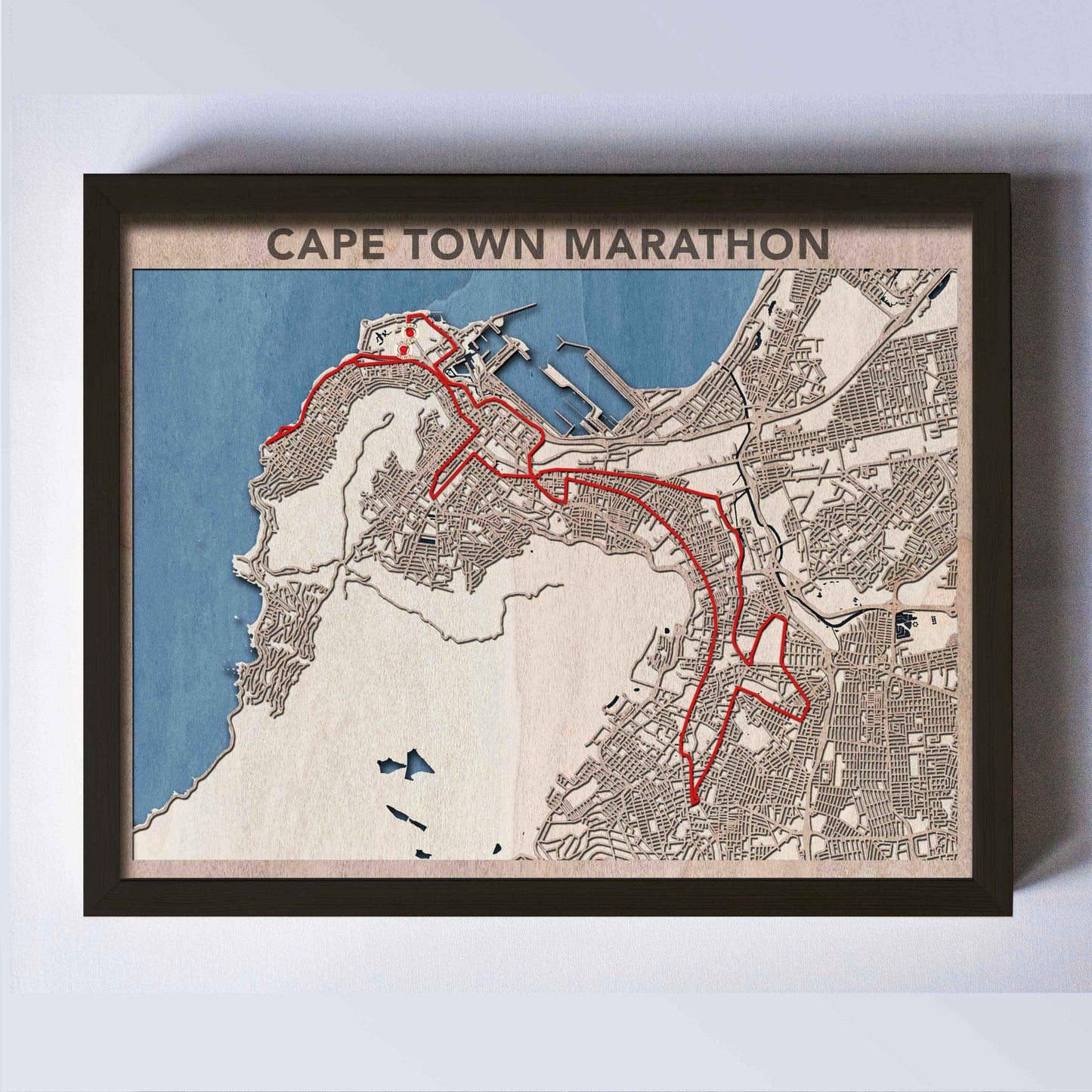 Cape Town Marathon Wooden Map