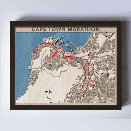 Cape Town Marathon Wooden Map