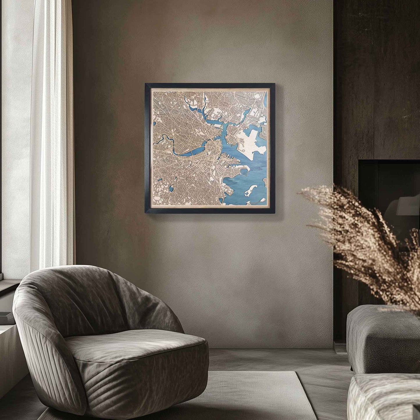 A stunning 3D laser cut map of Boston, perfect for decor or gifts.