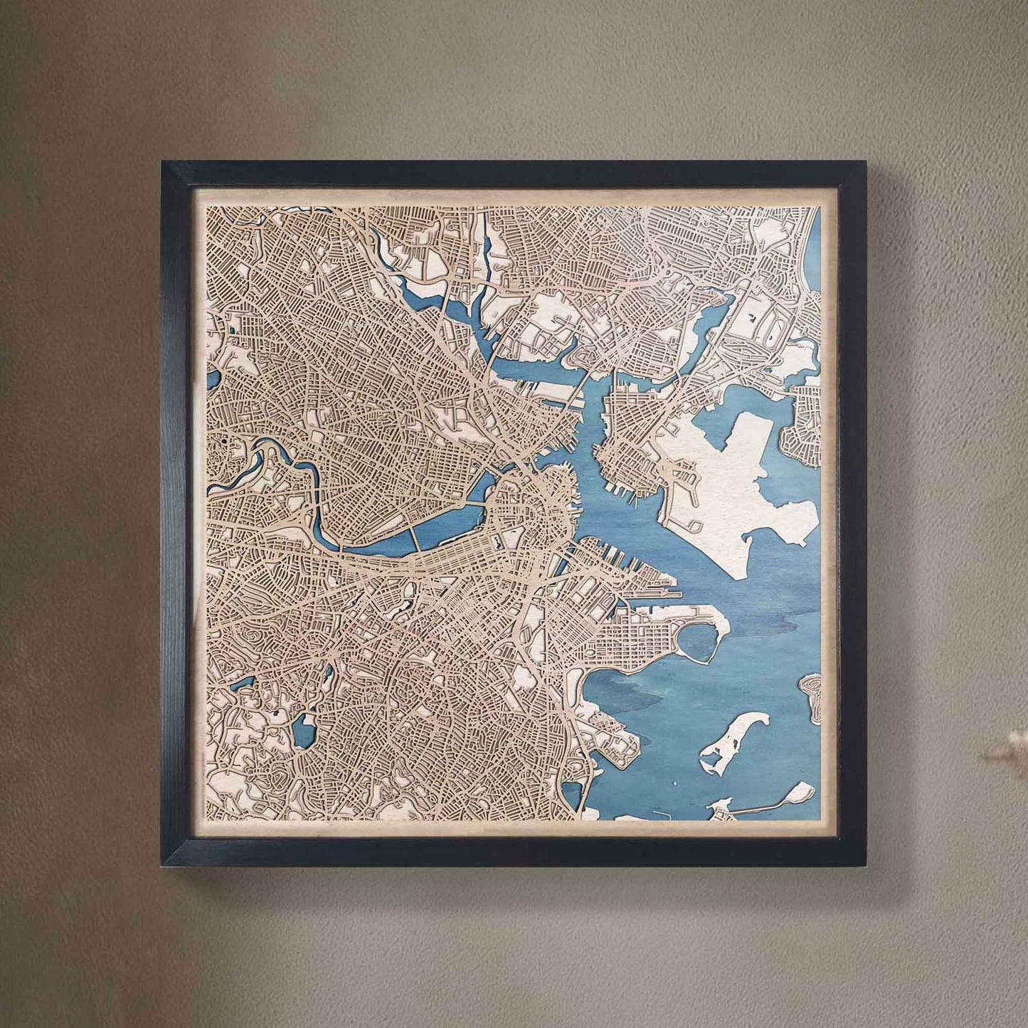 A stunning 3D laser cut map of Boston, perfect for decor or gifts.