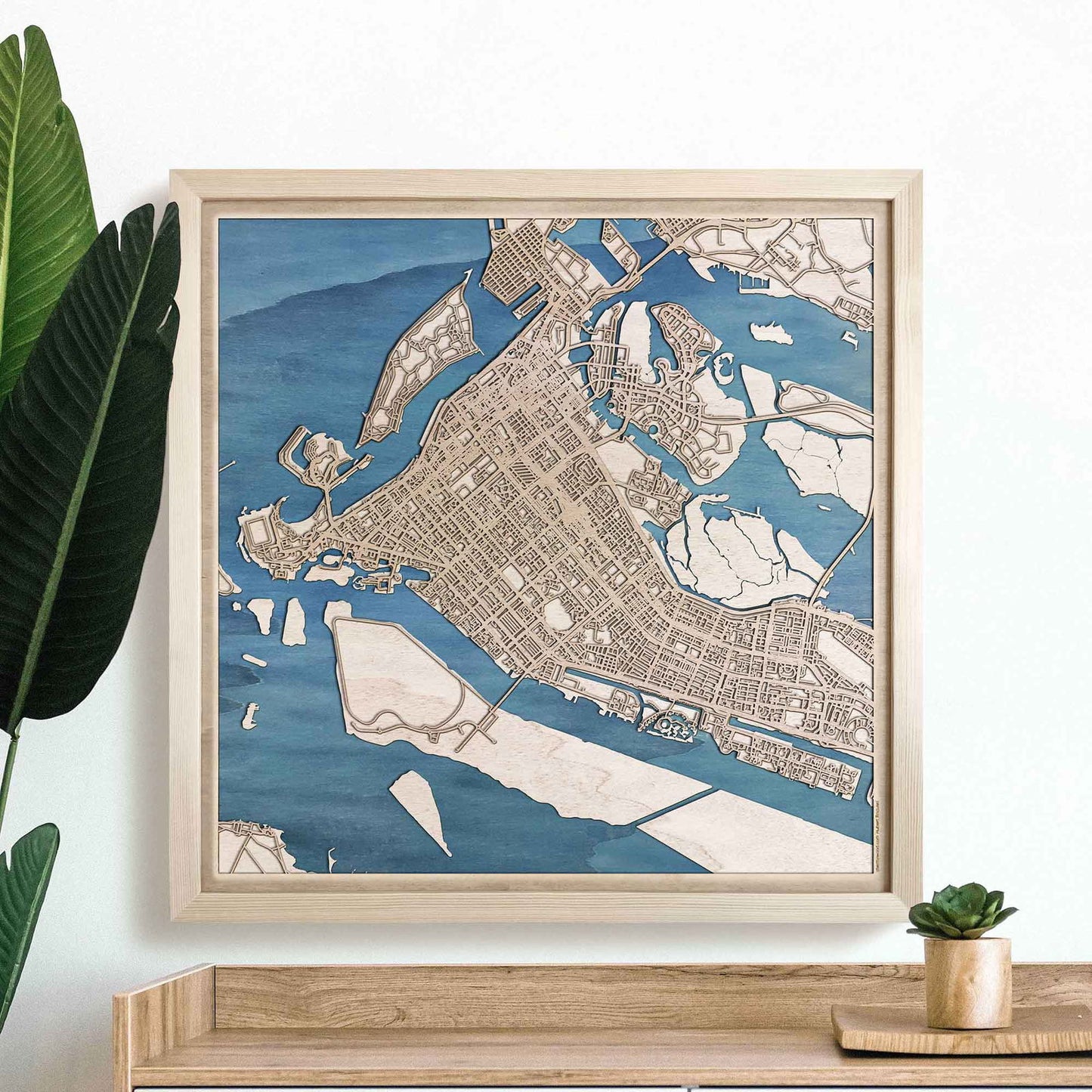 Abu Dhabi Wooden Map by CityWood - Custom Wood Map Art - Unique Laser Cut Engraved - Anniversary Gift
