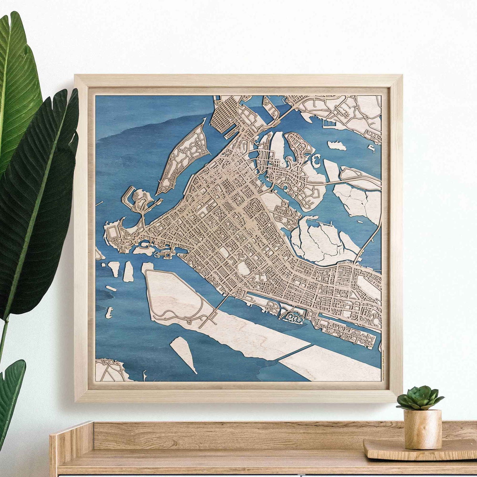 Abu Dhabi Wooden Map by CityWood - Custom Wood Map Art - Unique Laser Cut Engraved - Anniversary Gift