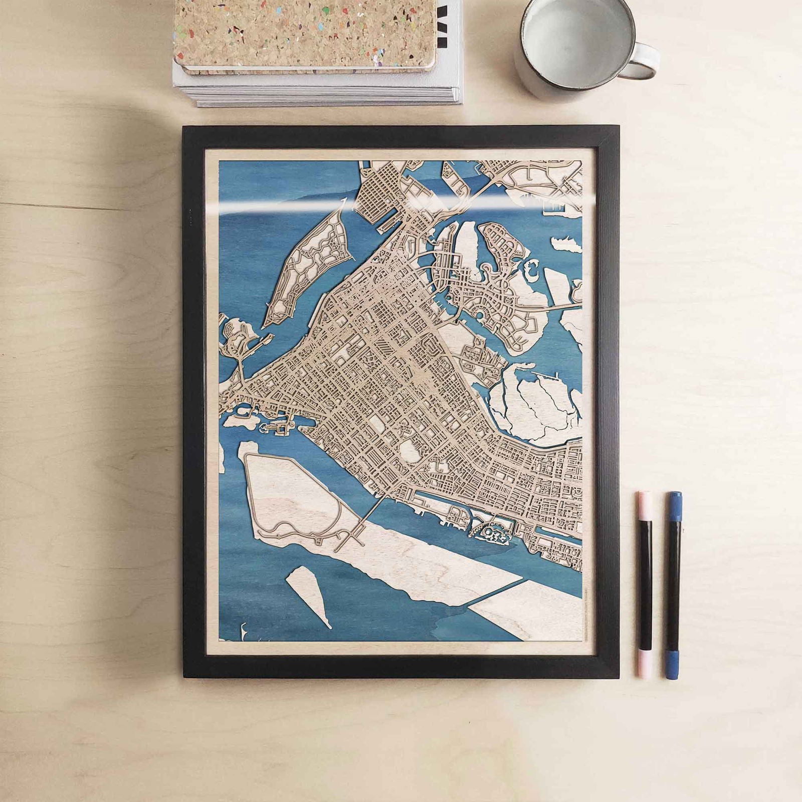 Abu Dhabi Wooden Map by CityWood - Custom Wood Map Art - Unique Laser Cut Engraved - Anniversary Gift