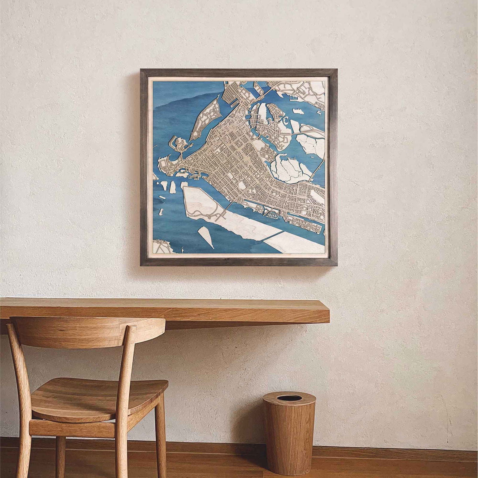 Abu Dhabi Wooden Map by CityWood - Custom Wood Map Art - Unique Laser Cut Engraved - Anniversary Gift